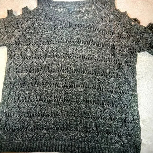 Torrid Gray Ladder Pointelle Knit Sweater Women's 3X. 3/4 Sleeves Scoop Neckline - Picture 10 of 14